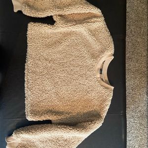 tan fuzzy crop sweater